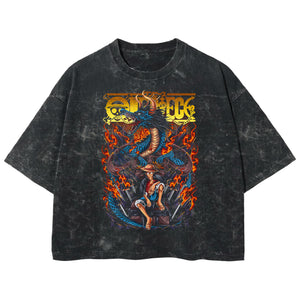 Playera streetwear premium de anime y gaming ExtraLife MX, corte boxy deluxe mineral wash heavyweight en color Acid Wash, moda urbana mexicana de culto.