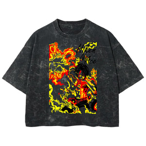 Playera streetwear premium de anime y gaming ExtraLife MX, corte boxy deluxe mineral wash heavyweight en color Acid Wash, moda urbana mexicana de culto.