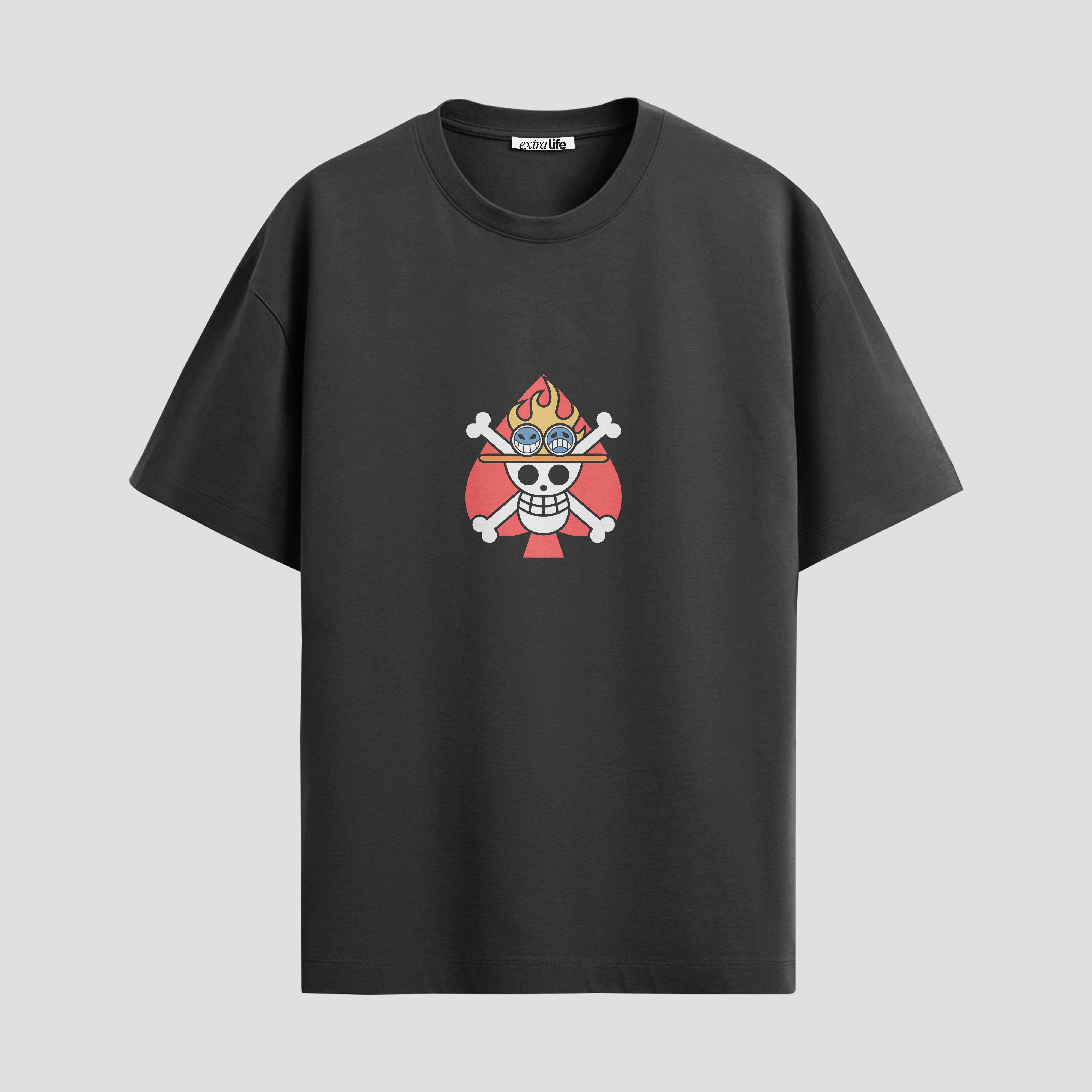 Playera urbana de anime y gaming ExtraLife MX, corte Standard Fit unisex ligero y transpirable en color Deep Black y Pure White, ropa de uso diario para gym y casual.