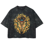 Playera streetwear premium de anime y gaming ExtraLife MX, corte boxy deluxe mineral wash heavyweight en color Acid Wash, moda urbana mexicana de culto.