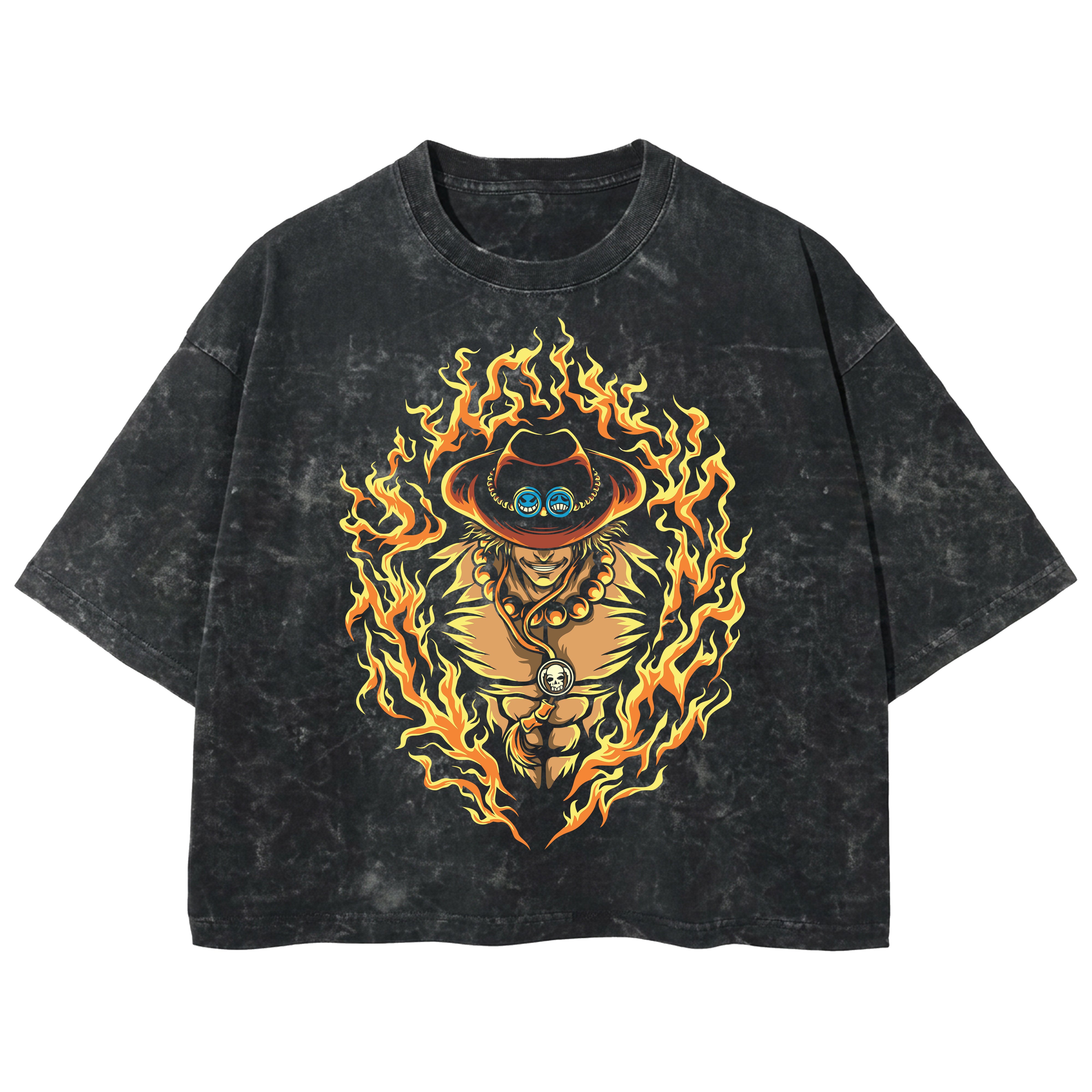 Playera streetwear premium de anime y gaming ExtraLife MX, corte boxy deluxe mineral wash heavyweight en color Acid Wash, moda urbana mexicana de culto.