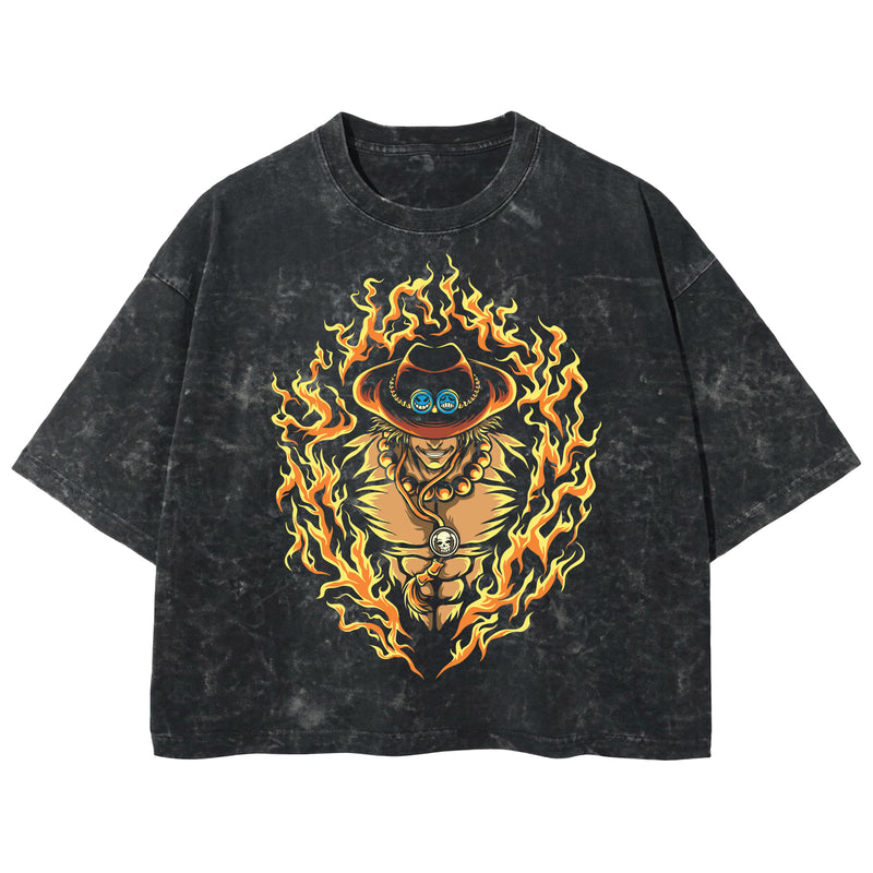 Playera streetwear premium de anime y gaming ExtraLife MX, corte boxy deluxe mineral wash heavyweight en color Acid Wash, moda urbana mexicana de culto.