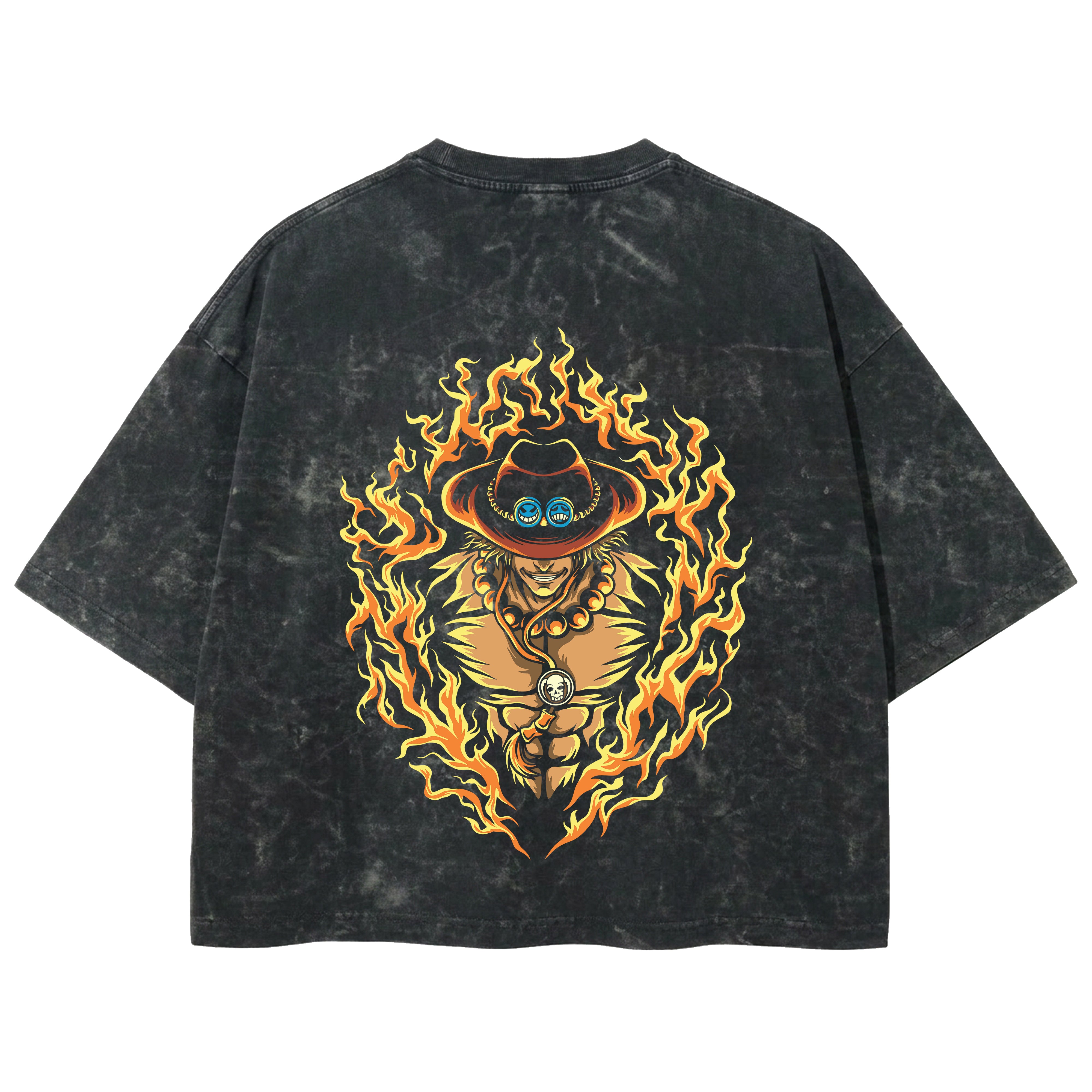 Playera streetwear premium de anime y gaming ExtraLife MX, corte boxy deluxe mineral wash heavyweight en color Acid Wash, moda urbana mexicana de culto.