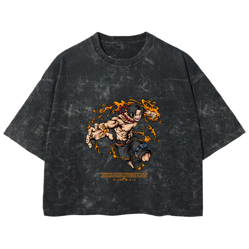 Playera streetwear premium de anime y gaming ExtraLife MX, corte boxy deluxe mineral wash heavyweight en color Acid Wash, moda urbana mexicana de culto.