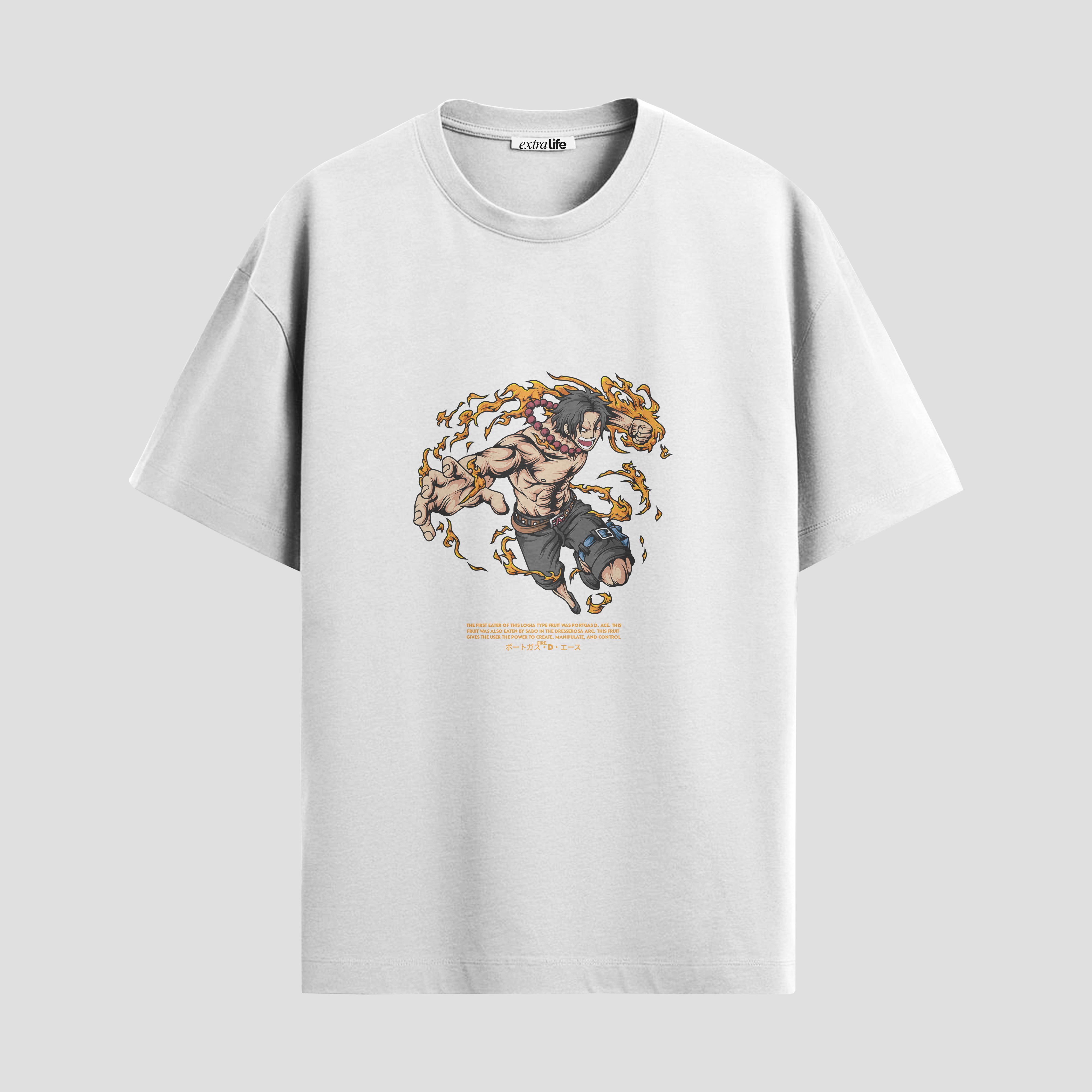 Playera urbana de anime y gaming ExtraLife MX, corte Standard Fit unisex ligero y transpirable en color Deep Black y Pure White, ropa de uso diario para gym y casual.