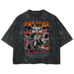 Playera streetwear premium de anime y gaming ExtraLife MX, corte boxy deluxe mineral wash heavyweight en color Acid Wash, moda urbana mexicana de culto.