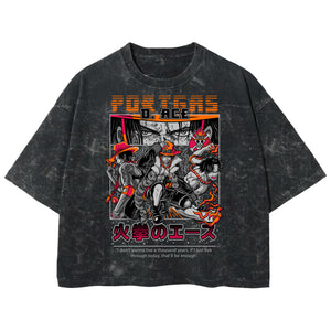 Playera streetwear premium de anime y gaming ExtraLife MX, corte boxy deluxe mineral wash heavyweight en color Acid Wash, moda urbana mexicana de culto.