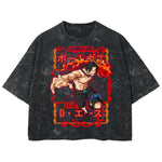 Playera streetwear premium de anime y gaming ExtraLife MX, corte boxy deluxe mineral wash heavyweight en color Acid Wash, moda urbana mexicana de culto.