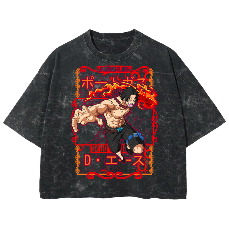 Playera streetwear premium de anime y gaming ExtraLife MX, corte boxy deluxe mineral wash heavyweight en color Acid Wash, moda urbana mexicana de culto.