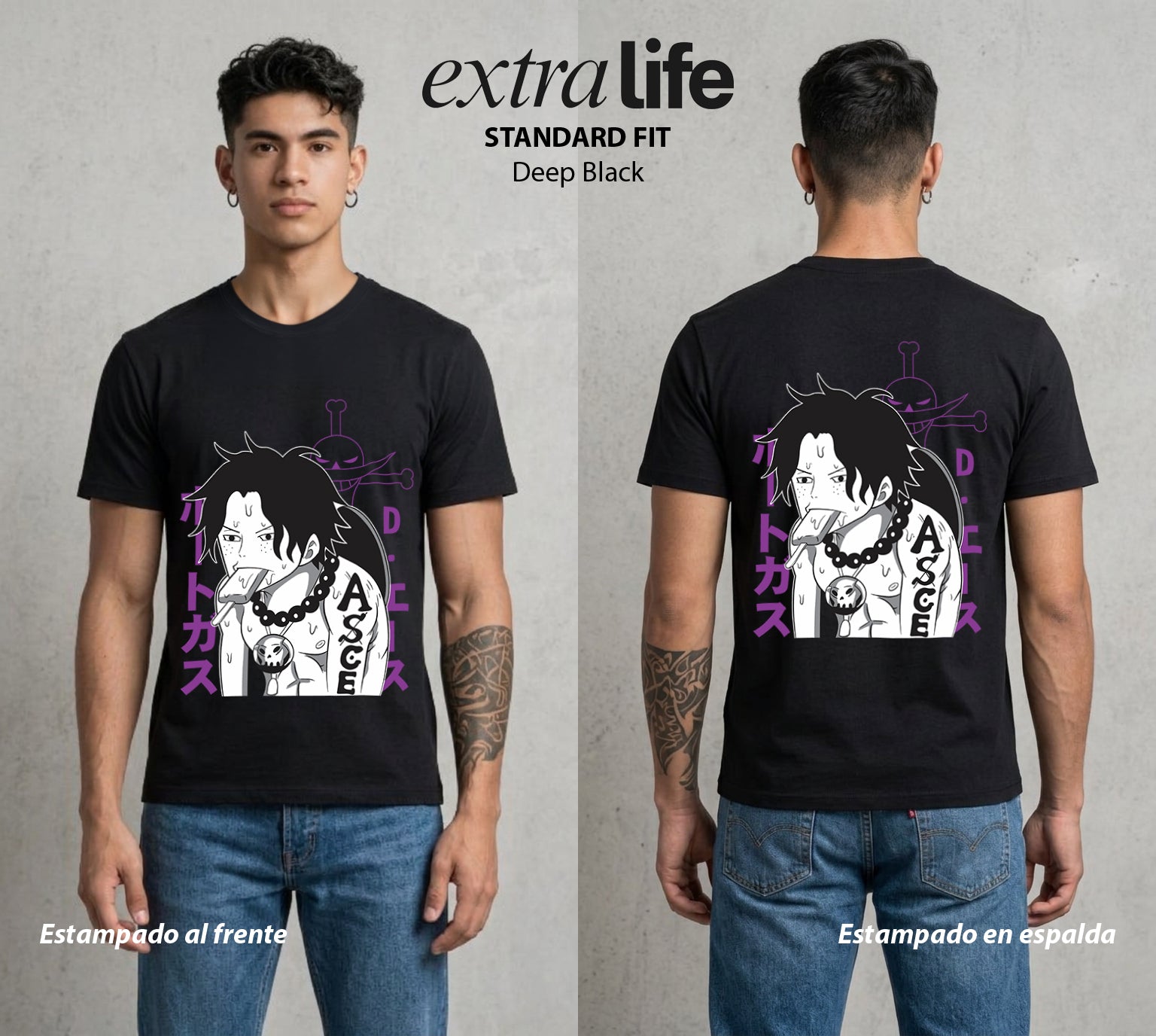 Mar de los Piratas | Hermano de Goma #03026 - Playera Standard Fit | Deep Black - Foto en modelo
