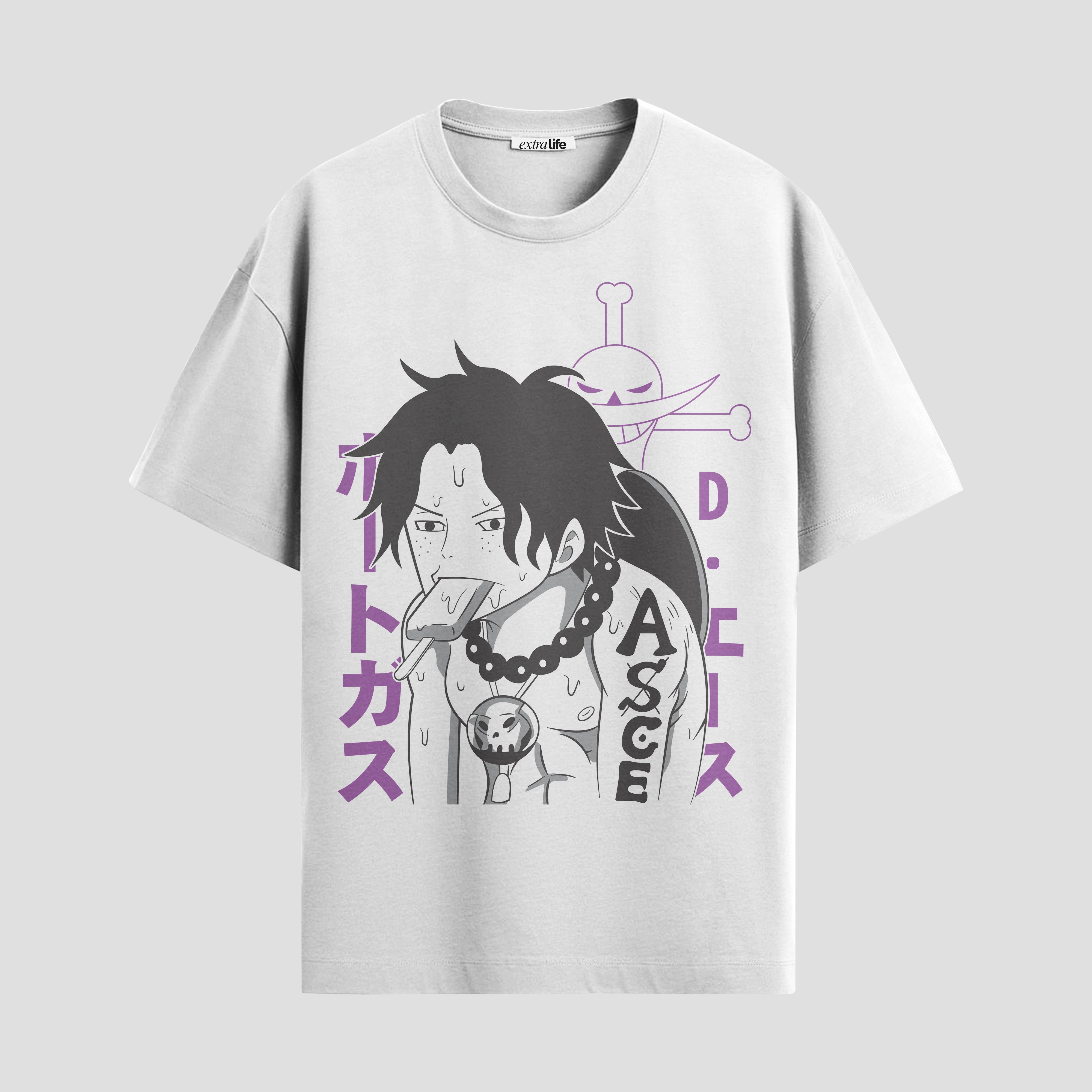 Playera urbana de anime y gaming ExtraLife MX, corte Standard Fit unisex ligero y transpirable en color Deep Black y Pure White, ropa de uso diario para gym y casual.