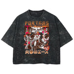 Playera streetwear premium de anime y gaming ExtraLife MX, corte boxy deluxe mineral wash heavyweight en color Acid Wash, moda urbana mexicana de culto.