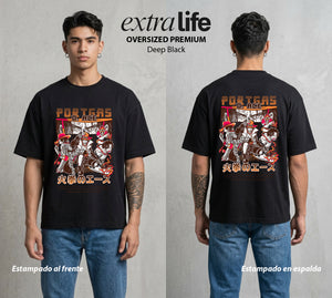 Mar de los Piratas | Fuerza del Fuego #03027 - Playera Oversized Premium | Deep Black - Foto en modelo