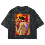 Playera streetwear premium de anime y gaming ExtraLife MX, corte boxy deluxe mineral wash heavyweight en color Acid Wash, moda urbana mexicana de culto.