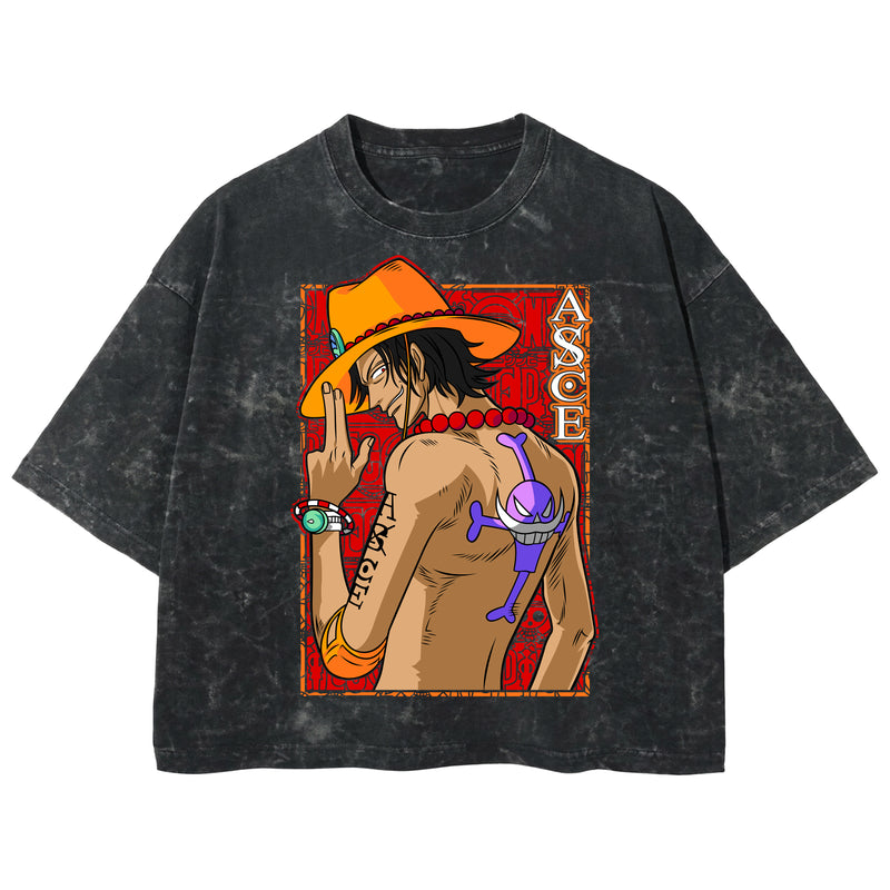 Playera streetwear premium de anime y gaming ExtraLife MX, corte boxy deluxe mineral wash heavyweight en color Acid Wash, moda urbana mexicana de culto.