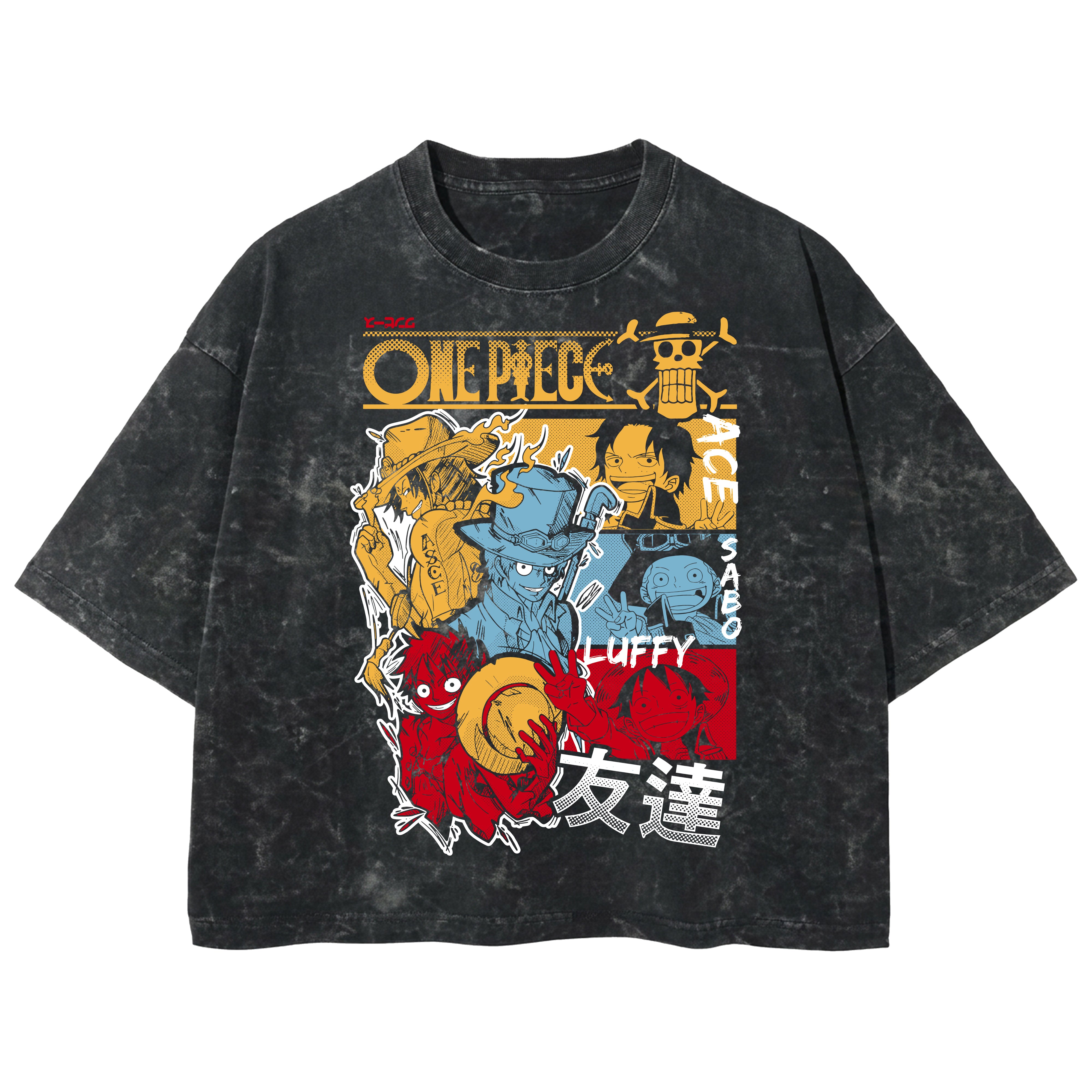 Playera streetwear premium de anime y gaming ExtraLife MX, corte boxy deluxe mineral wash heavyweight en color Acid Wash, moda urbana mexicana de culto.