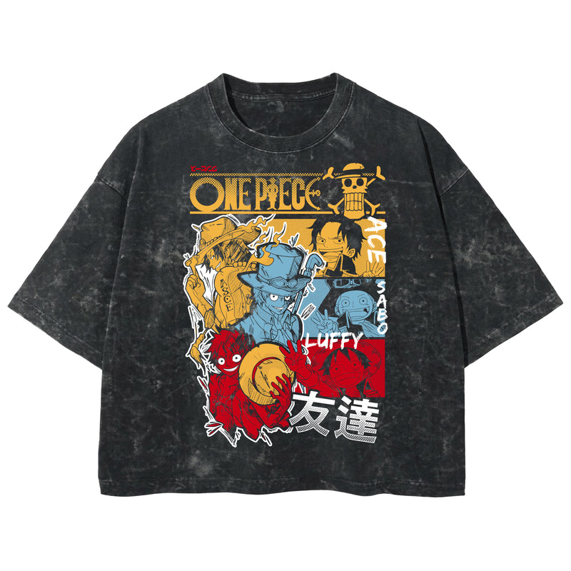 Playera streetwear premium de anime y gaming ExtraLife MX, corte boxy deluxe mineral wash heavyweight en color Acid Wash, moda urbana mexicana de culto.