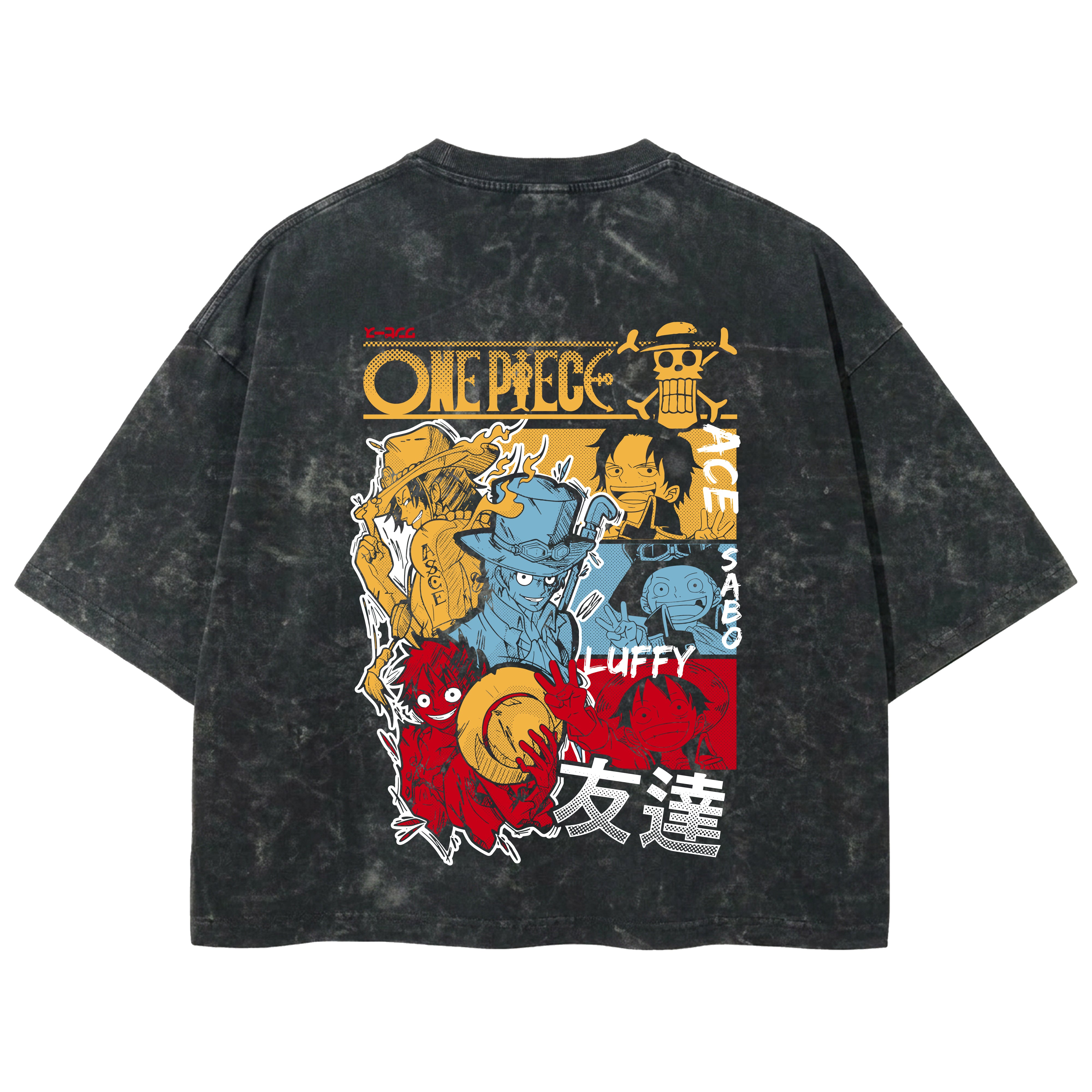 Playera streetwear premium de anime y gaming ExtraLife MX, corte boxy deluxe mineral wash heavyweight en color Acid Wash, moda urbana mexicana de culto.