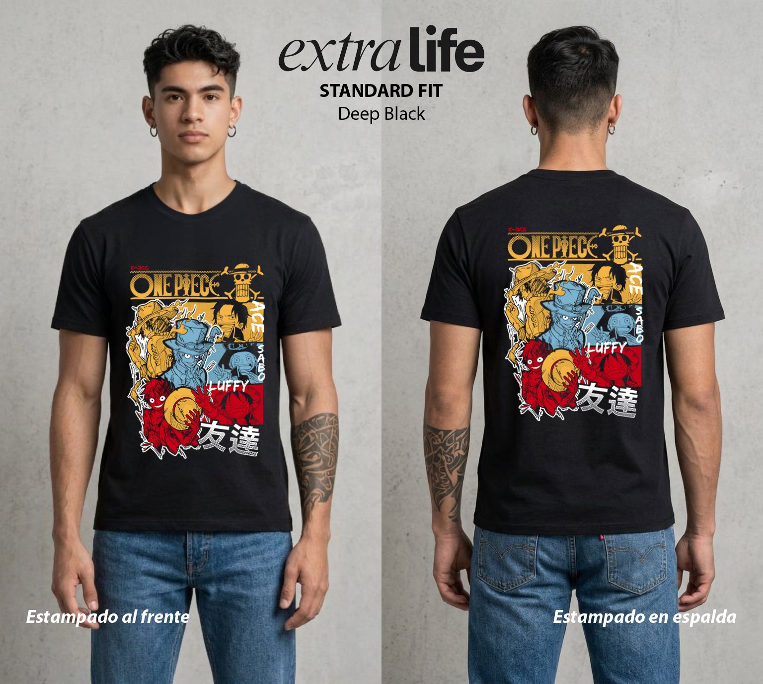 Mar de los Piratas | Capitan de Goma #03030 - Playera Standard Fit | Deep Black - Foto en modelo