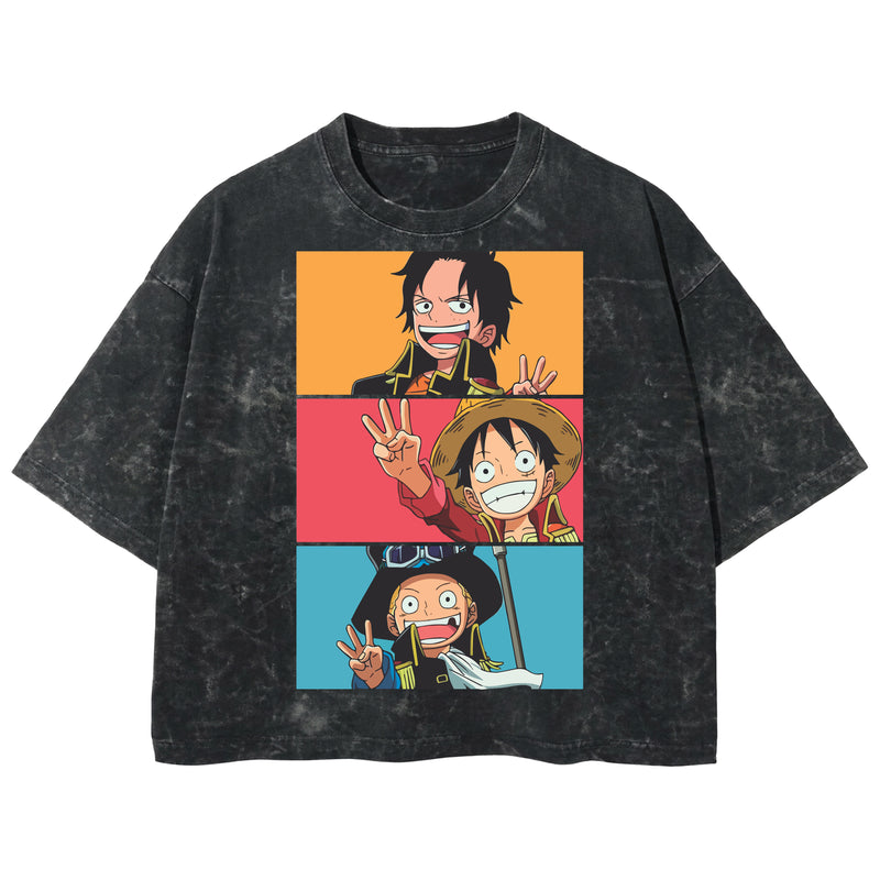 Playera streetwear premium de anime y gaming ExtraLife MX, corte boxy deluxe mineral wash heavyweight en color Acid Wash, moda urbana mexicana de culto.