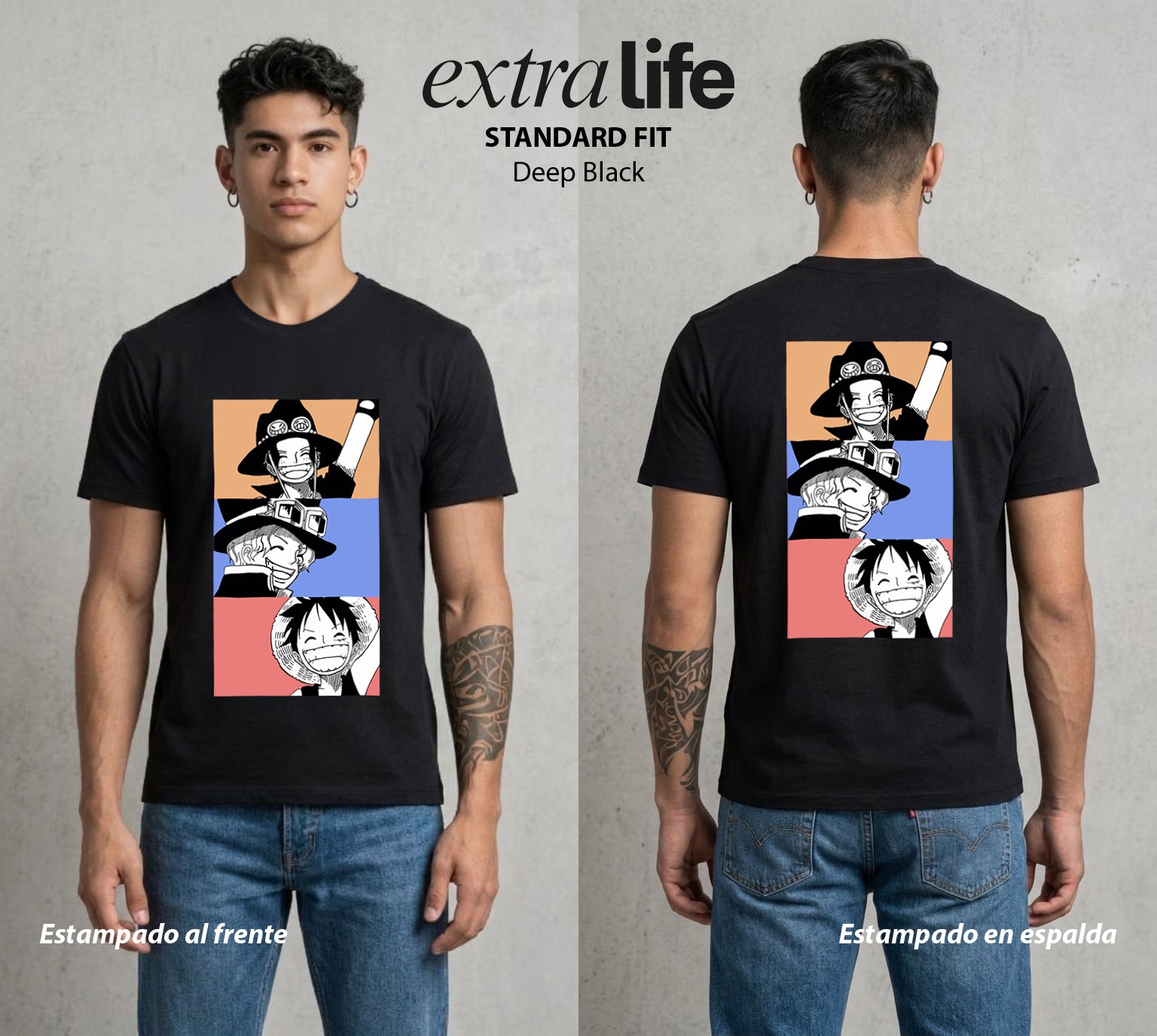 Mar de los Piratas | Capitan de Goma #03032 - Playera Standard Fit | Deep Black - Foto en modelo