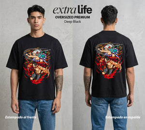 Mar de los Piratas | La Hija Libertaria #03033 - Playera Oversized Premium | Deep Black - Foto en modelo