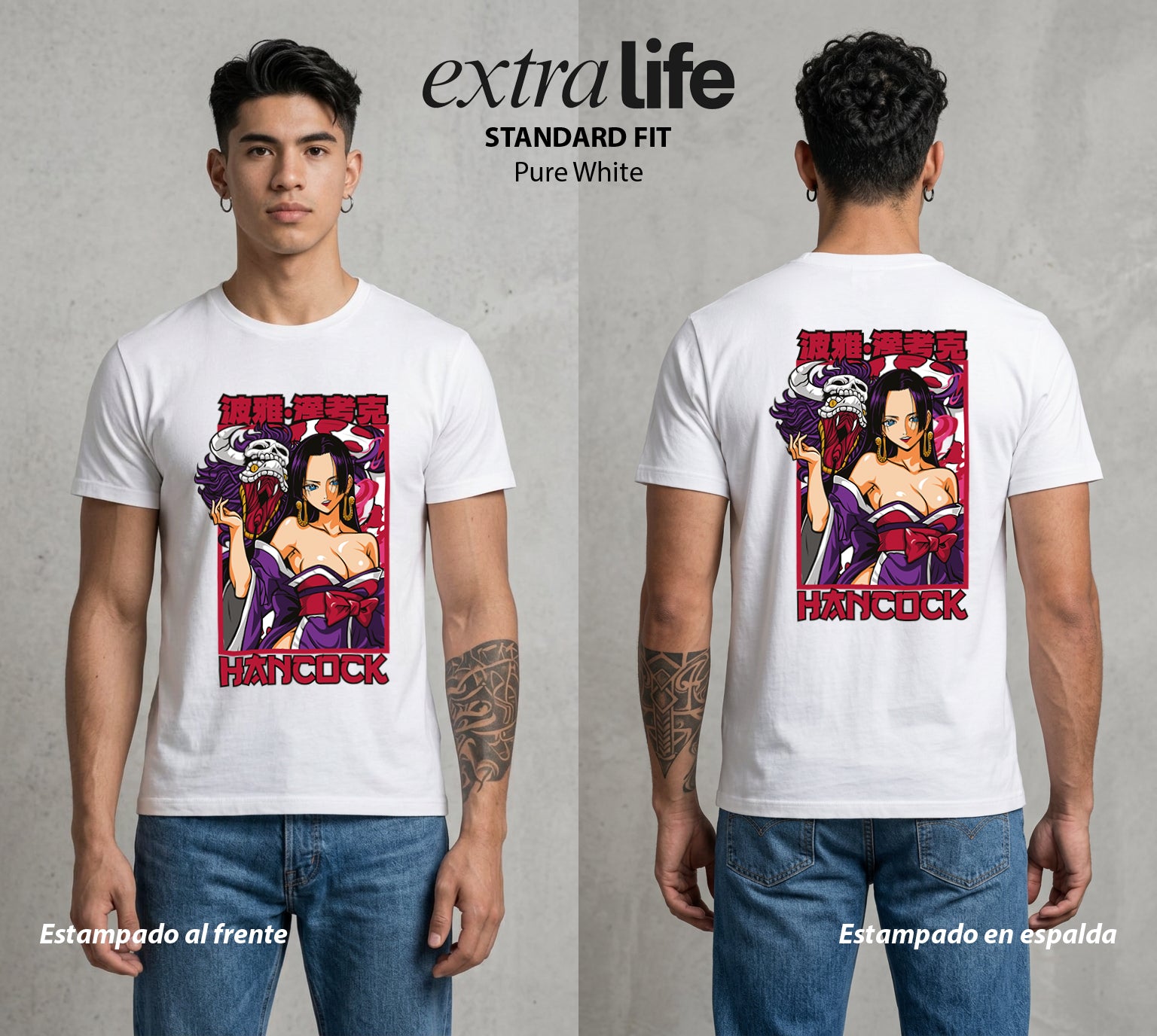 Mar de los Piratas | Amor Petrificado #03040 - Playera Standard Fit | Pure White - Foto en modelo