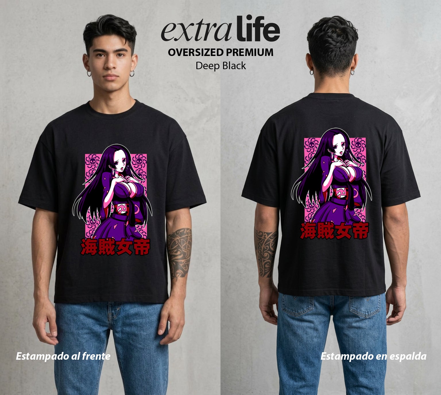 Mar de los Piratas | La Mas Bella del Mar #03041 - Playera Oversized Premium | Deep Black - Foto en modelo