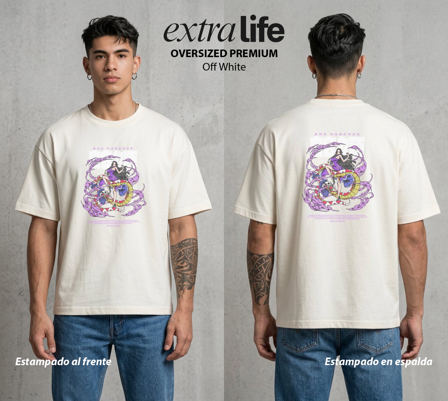 Mar de los Piratas | La Emperatriz del Mar #03043 - Playera Oversized Premium | Off White - Foto en modelo