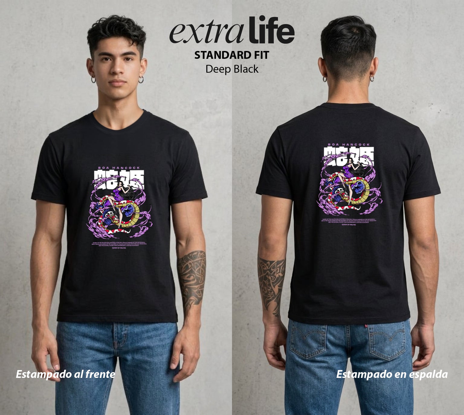 Mar de los Piratas | La Emperatriz del Mar #03043 - Playera Standard Fit | Deep Black - Foto en modelo