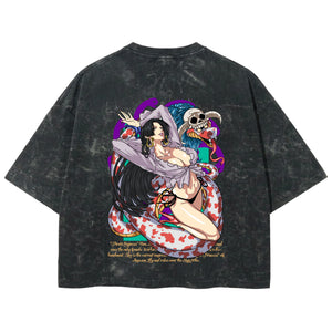Playera streetwear premium de anime y gaming ExtraLife MX, corte boxy deluxe mineral wash heavyweight en color Acid Wash, moda urbana mexicana de culto.