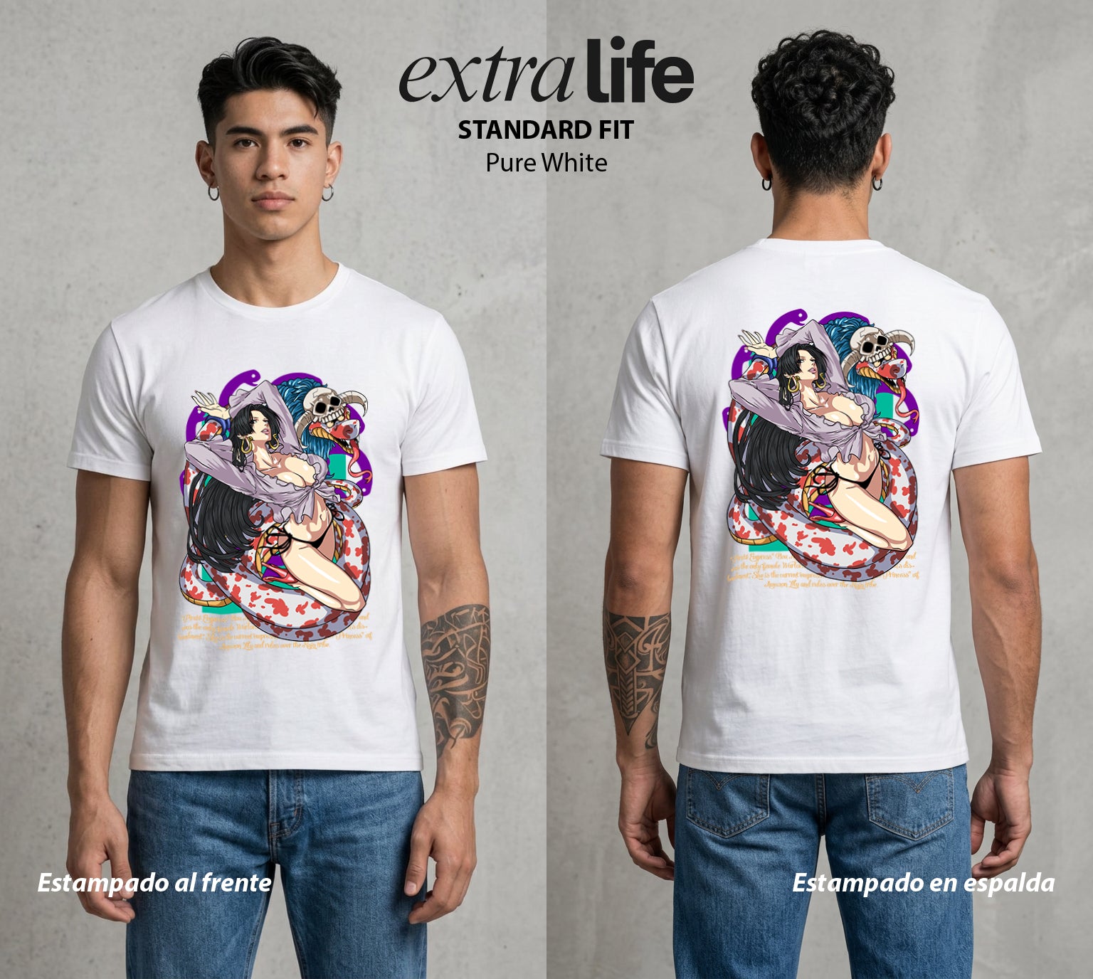 Mar de los Piratas | Amor Petrificado #03045 - Playera Standard Fit | Pure White - Foto en modelo