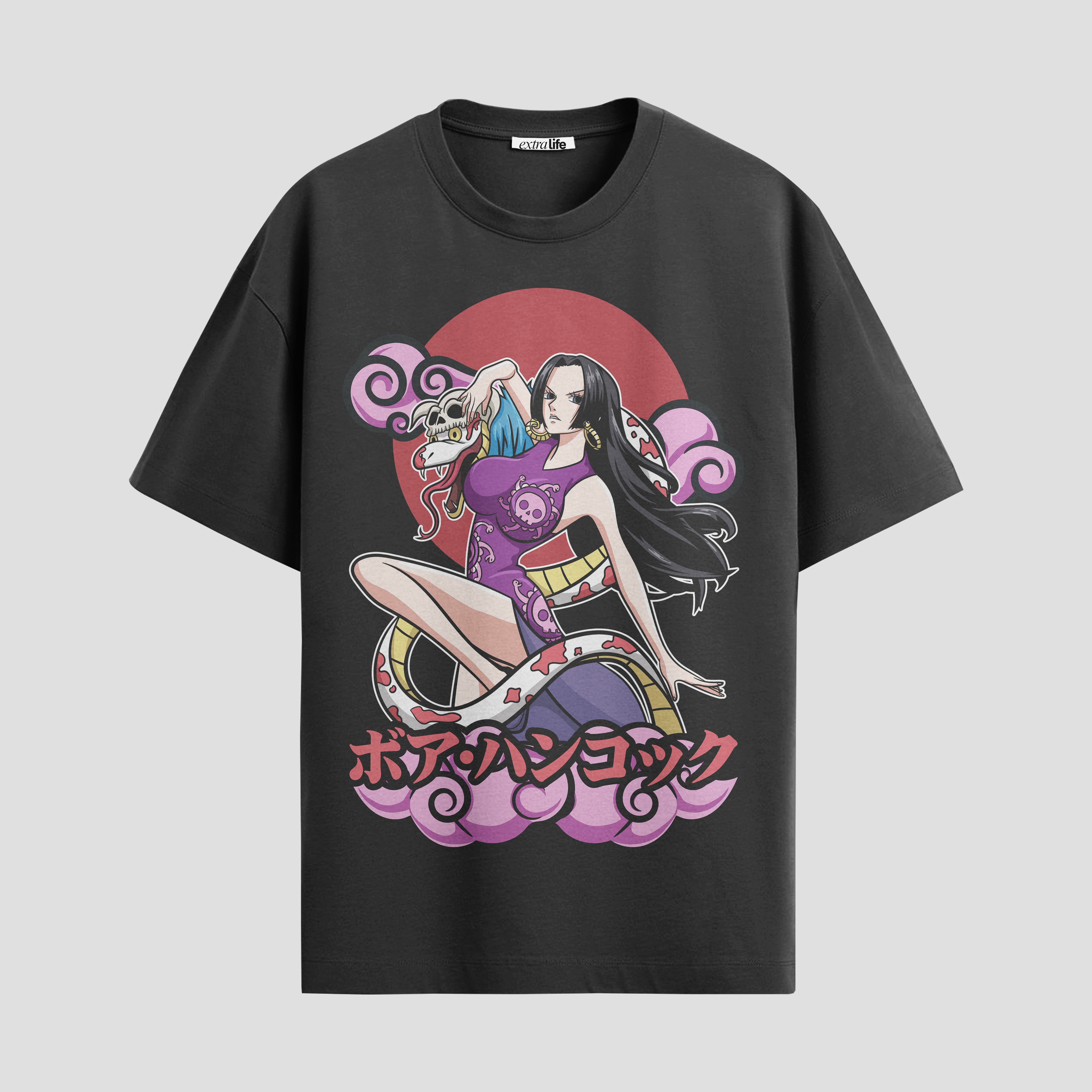 Playera urbana de anime y gaming ExtraLife MX, corte Standard Fit unisex ligero y transpirable en color Deep Black y Pure White, ropa de uso diario para gym y casual.