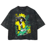 Playera streetwear premium de anime y gaming ExtraLife MX, corte boxy deluxe mineral wash heavyweight en color Acid Wash, moda urbana mexicana de culto.