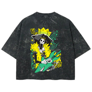Playera streetwear premium de anime y gaming ExtraLife MX, corte boxy deluxe mineral wash heavyweight en color Acid Wash, moda urbana mexicana de culto.