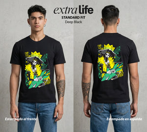 Mar de los Piratas | El Violinista Esqueleto #03052 - Playera Standard Fit | Deep Black - Foto en modelo