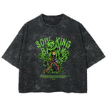 Playera streetwear premium de anime y gaming ExtraLife MX, corte boxy deluxe mineral wash heavyweight en color Acid Wash, moda urbana mexicana de culto.
