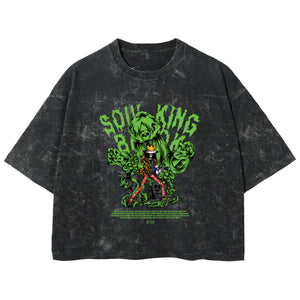 Playera streetwear premium de anime y gaming ExtraLife MX, corte boxy deluxe mineral wash heavyweight en color Acid Wash, moda urbana mexicana de culto.