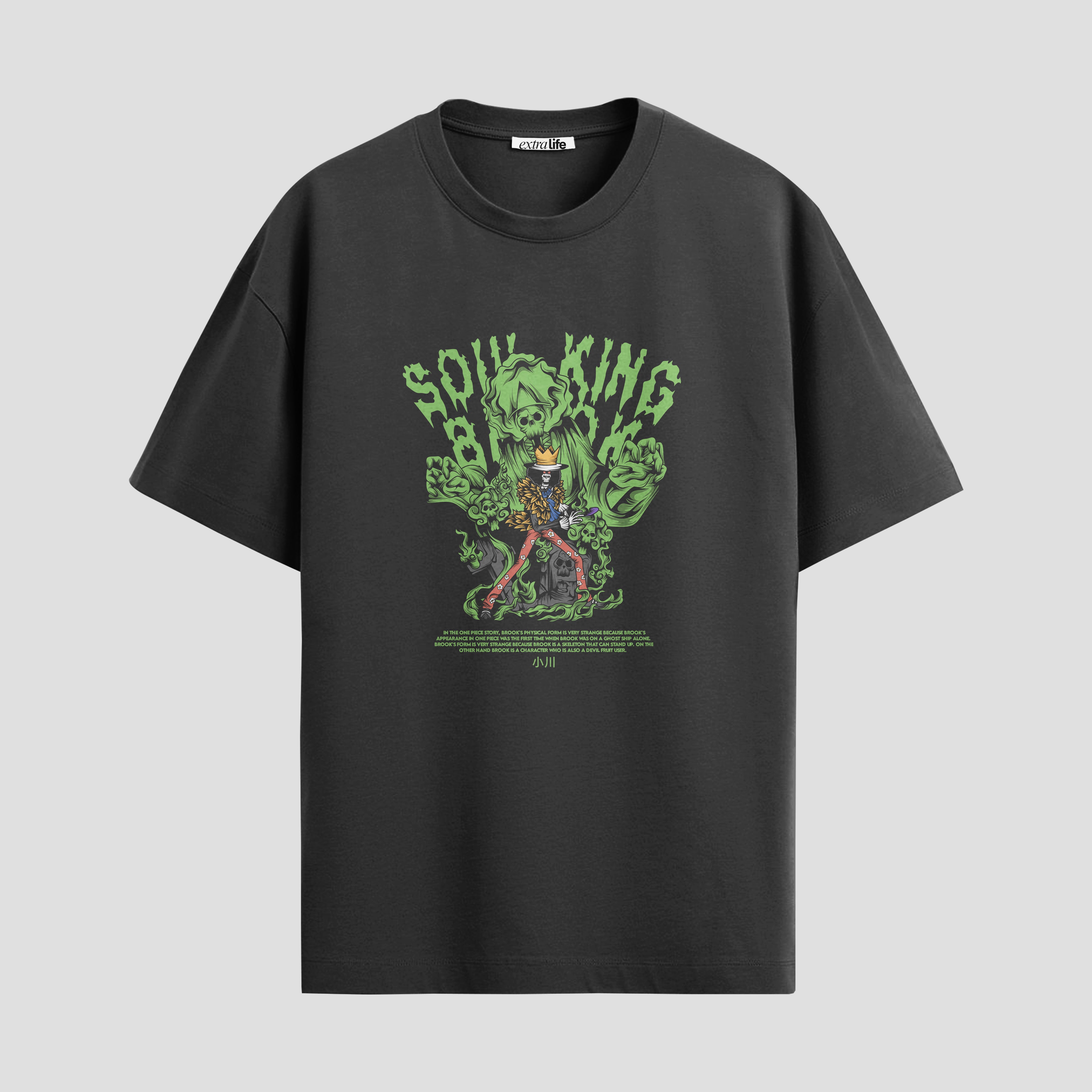 Playera urbana de anime y gaming ExtraLife MX, corte Standard Fit unisex ligero y transpirable en color Deep Black y Pure White, ropa de uso diario para gym y casual.