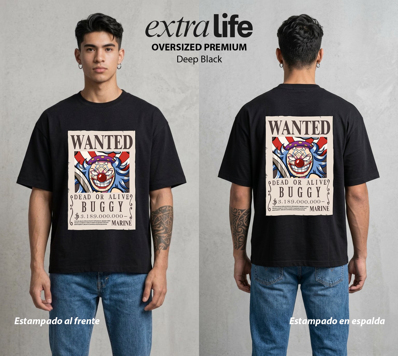 Mar de los Piratas | El Payaso del Mar Se Busca #03056 - Playera Oversized Premium | Deep Black - Foto en modelo