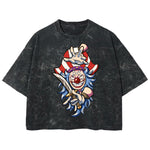 Playera streetwear premium de anime y gaming ExtraLife MX, corte boxy deluxe mineral wash heavyweight en color Acid Wash, moda urbana mexicana de culto.