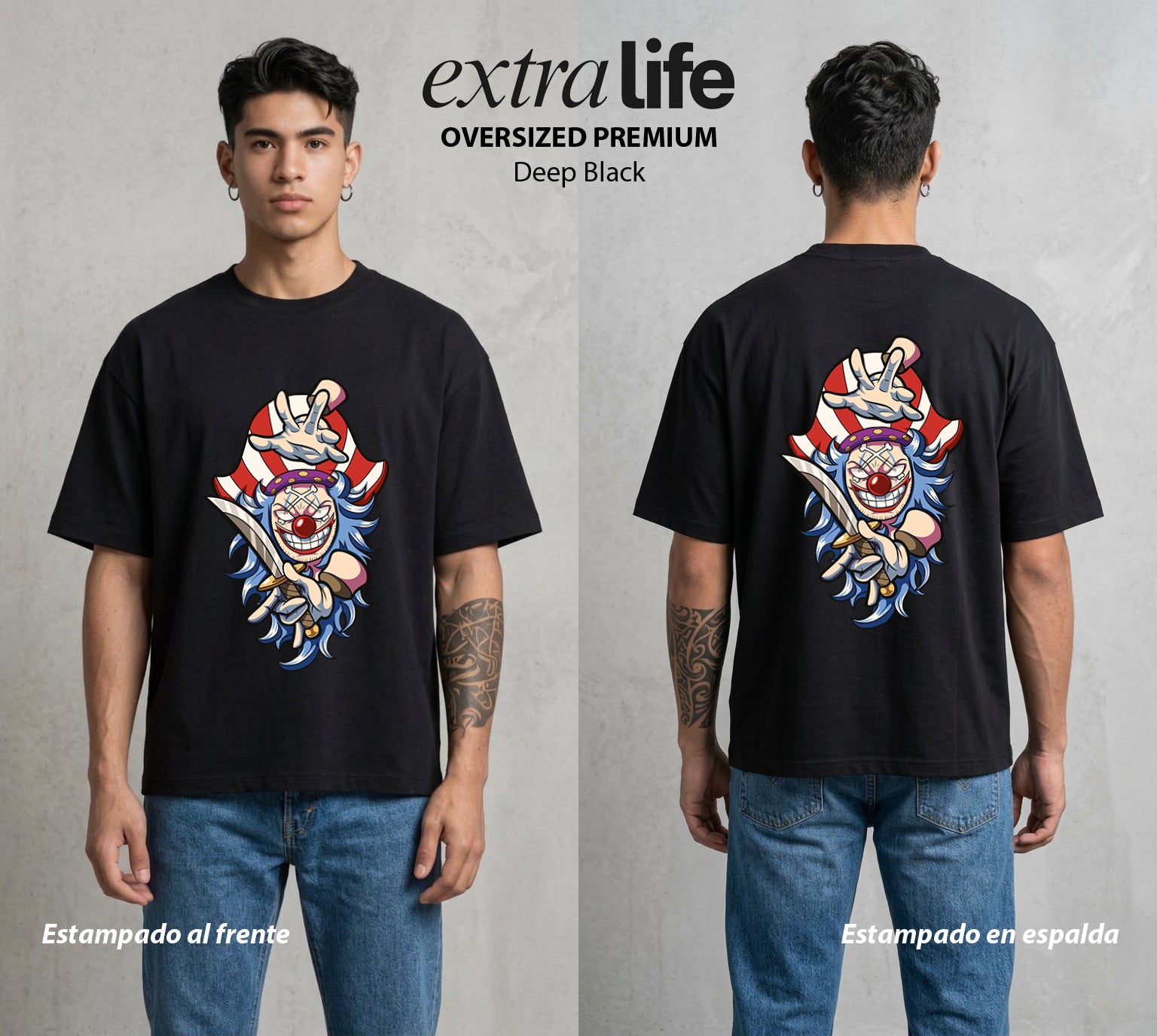 Mar de los Piratas | Nariz Roja del Caos #03057 - Playera Oversized Premium | Deep Black - Foto en modelo