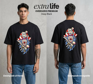 Mar de los Piratas | Nariz Roja del Caos #03057 - Playera Oversized Premium | Deep Black - Foto en modelo