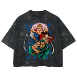 Playera streetwear premium de anime y gaming ExtraLife MX, corte boxy deluxe mineral wash heavyweight en color Acid Wash, moda urbana mexicana de culto.