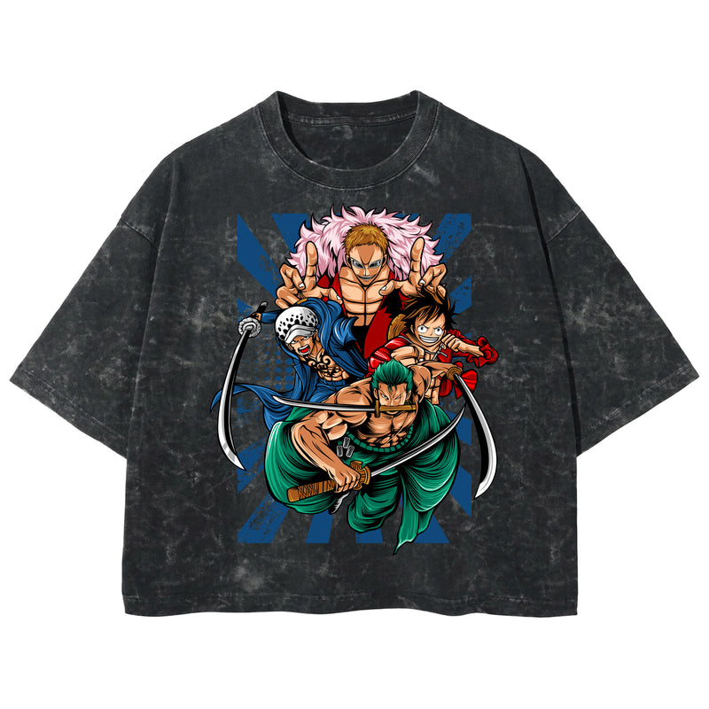 Playera streetwear premium de anime y gaming ExtraLife MX, corte boxy deluxe mineral wash heavyweight en color Acid Wash, moda urbana mexicana de culto.