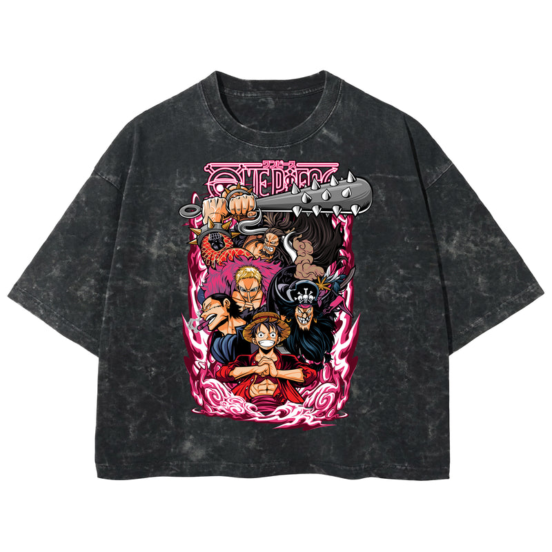Playera streetwear premium de anime y gaming ExtraLife MX, corte boxy deluxe mineral wash heavyweight en color Acid Wash, moda urbana mexicana de culto.
