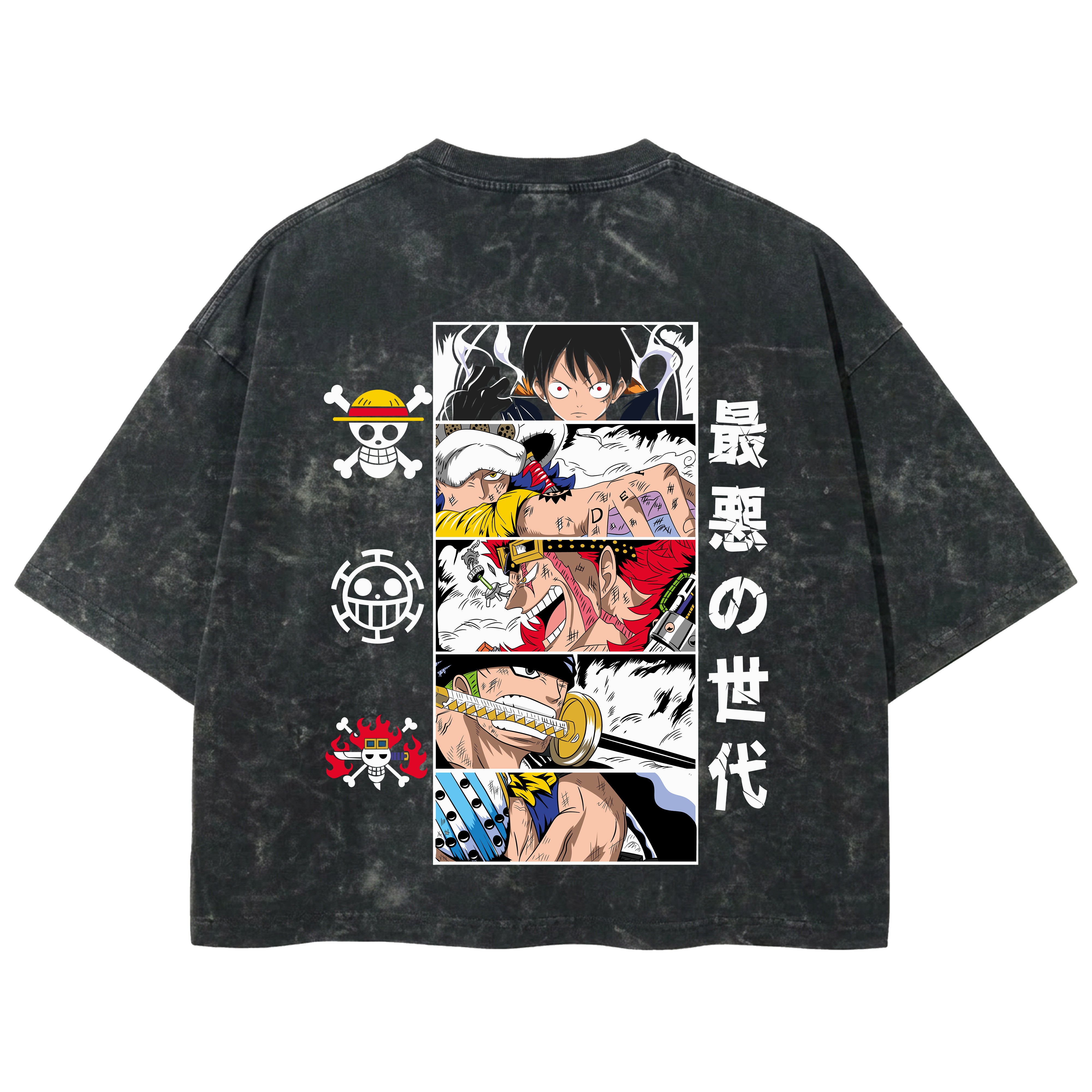Playera streetwear premium de anime y gaming ExtraLife MX, corte boxy deluxe mineral wash heavyweight en color Acid Wash, moda urbana mexicana de culto.