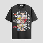 Playera urbana de anime y gaming ExtraLife MX, corte Standard Fit unisex ligero y transpirable en color Deep Black y Pure White, ropa de uso diario para gym y casual.