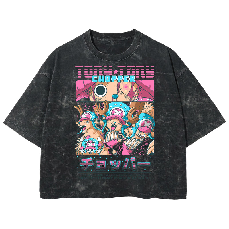 Playera streetwear premium de anime y gaming ExtraLife MX, corte boxy deluxe mineral wash heavyweight en color Acid Wash, moda urbana mexicana de culto.