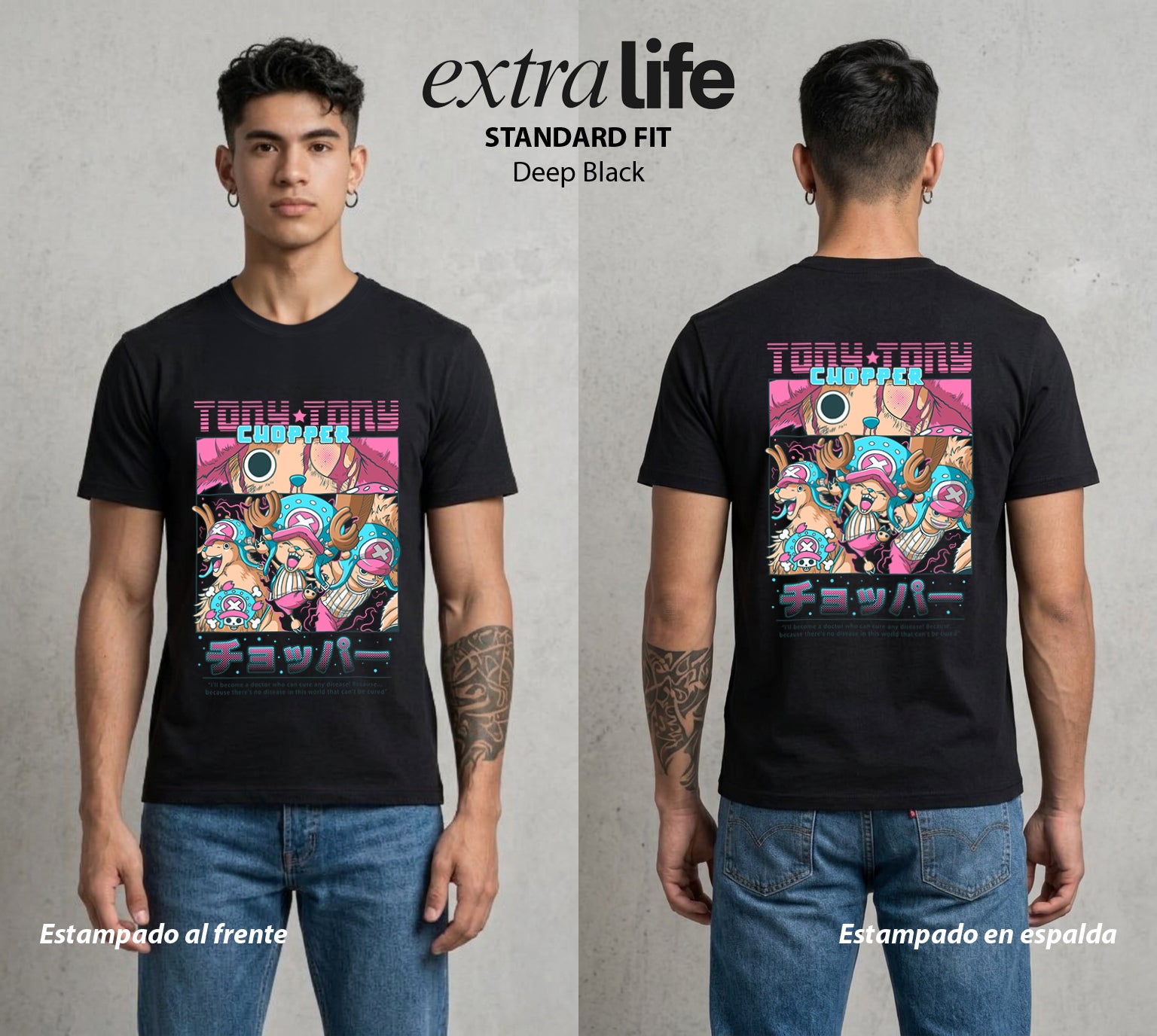 Mar de los Piratas | Reno y Medicina #03067 - Playera Standard Fit | Deep Black - Foto en modelo